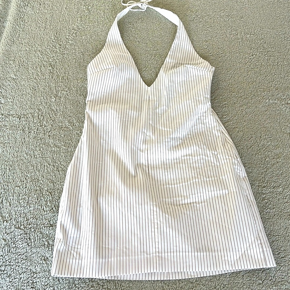 Zara White and Black Stripped Mini Dress